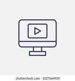 Outline pc in play icon illustration isolated vector sign symbol