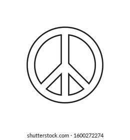outline peace sign isolated on white background