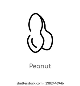 outline peanut vector icon. isolated black simple line element illustration from fruits concept. editable vector stroke peanut icon on white background