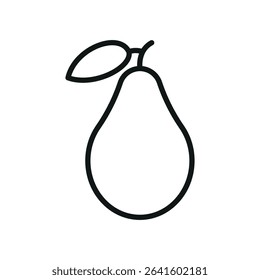 Outline pear icon, ideal for diet, fruit, organic shop, or meal planning tools.