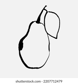 perla de contorno con icono de hoja aislado en blanco, fruto de doodle, línea de arte de dibujo manual infantil, ilustración de material vectorial