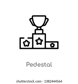 outline pedestal vector icon. isolated black simple line element illustration from free time concept. editable vector stroke pedestal icon on white background