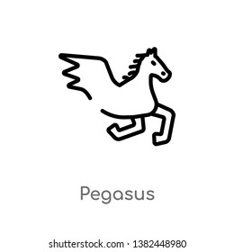outline pegasus vector icon. isolated black simple line element illustration from greece concept. editable vector stroke pegasus icon on white background