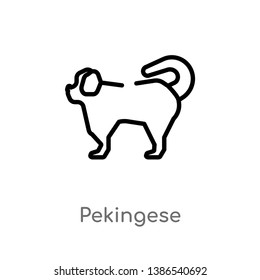 outline pekingese vector icon. isolated black simple line element illustration from animals concept. editable vector stroke pekingese icon on white background