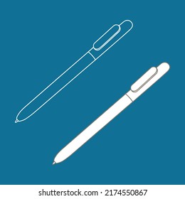 Outline Pen Template. Vector illustration. Copy space. Linear, vector, realistic, outline illustration.