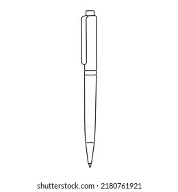 Outline Pen Template. Vector illustration. Copy space. Linear, vector, realistic, outline illustration.