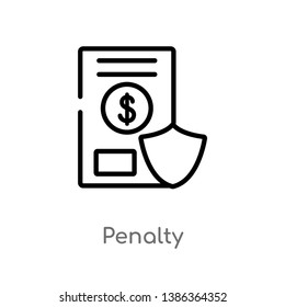 outline penalty vector icon. isolated black simple line element illustration from gdpr concept. editable vector stroke penalty icon on white background