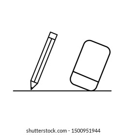 Outline Pencil An Eraser Icon Vector / Illustration