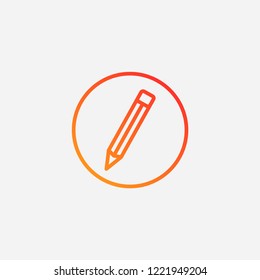 Outline pencil icon,gradient illustration,vector school supplies sign symbol