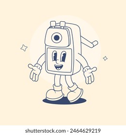 Outline Pencil Sharpener Retro Mascot Illustration