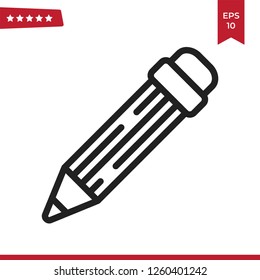 Outline Pencil vector icon isolated on white background. Linear symbol for mobile app and web design.