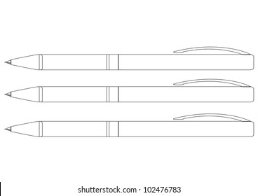 Outline Pens - Vector Illustration Of The Pen