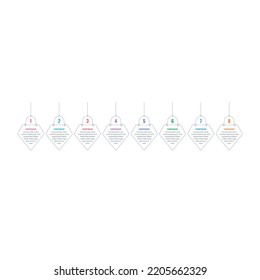 outline pentagons infographic template. eight option informational templates. magazine, web, business, internet, annual report infographic template