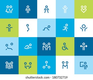 Outline people and family icons. Flat