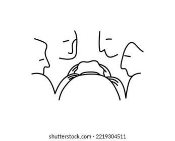 Outline of people in group therapy session, talk therapy and group therapy concept. outline vector illustration.