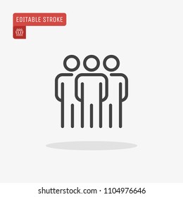 Outline People Icon Isolated On Grey Background. Line Persons Pictogram. Crowd Symbol For Website Design, Mobile Application, Logo, Ui. Editable Stroke. Vector Illustration. Eps10.Outline People Icon 