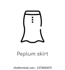 outline peplum skirt vector icon. isolated black simple line element illustration from clothes concept. editable vector stroke peplum skirt icon on white background