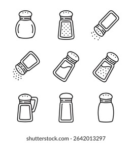 Outline Pepper Shaker Icon Set. Simple Line Art Illustration of Salt and Pepper Shakers
