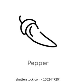 outline pepper vector icon. isolated black simple line element illustration from fruits concept. editable vector stroke pepper icon on white background