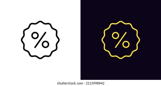 Outline percentage icon, with editable stroke. Linear percentage sign, discount tag pictogram. Online shopping, sale, discount price offer, advertising. Vector icon, sign, symbol for UI and Animation