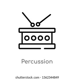 outline percussion vector icon. isolated black simple line element illustration from music concept. editable vector stroke percussion icon on white background