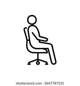 Outline person sitting in office chair on background Handdrawn vector