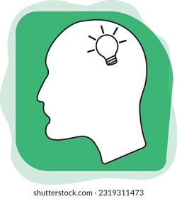 Outline of a person's head with a lightbulb.  A concept meaning they have just have a lightbulb moment and thought of something of importanceHead Outline, Light Bulb, Lamp, Think, Thinking, Concept, B