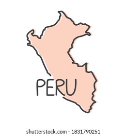 outline of Peru map- vector illustration