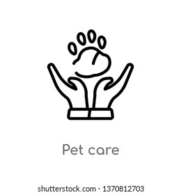 outline pet care vector icon. isolated black simple line element illustration from animals concept. editable vector stroke pet care icon on white background