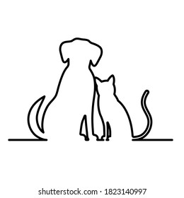delinear mascotas gato con ilustración vectorial de perro