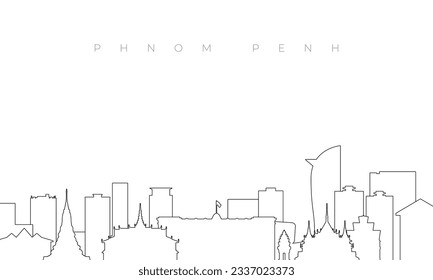 Outline Phnom Penh skyline. Trendy template with Phnom Penh buildings and landmarks in line style. Stock vector design. 