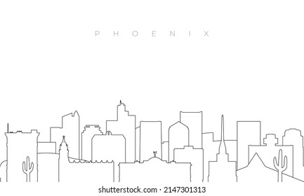 Outline Phoenix skyline. Trendy template with Phoenix city buildings and landmarks in line style. Stock vector design. 
