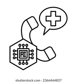 outline phone and AI icon on white background with editable stroke, icon design for apps, presentation, banner, sign, symbol, logo. icon concept. vector illustration.