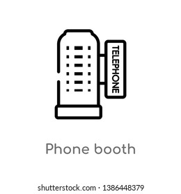 outline phone booth vector icon. isolated black simple line element illustration from city elements concept. editable vector stroke phone booth icon on white background