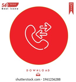 Outline phone call icon. phone call icon vector isolated on Red background. Graphic design, contacts-communication icons, mobile application, logo, user interface. EPS 10 format vector