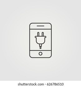 Outline phone charge   icon illustration vector symbol
