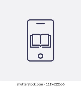 Outline phone in learning icon illustration,vector technology sign symbol