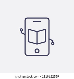 Outline phone in learning icon illustration,vector technology sign symbol
