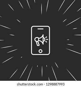 Outline phone with megaphone icon illustration isolated vector sign symbol