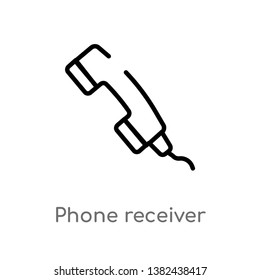 outline phone receiver vector icon. isolated black simple line element illustration from electronic stuff fill concept. editable vector stroke phone receiver icon on white background