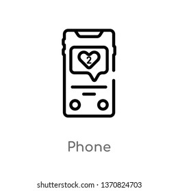 outline phone vector icon. isolated black simple line element illustration from blogger and influencer concept. editable vector stroke phone icon on white background