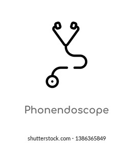 outline phonendoscope vector icon. isolated black simple line element illustration from health and medical concept. editable vector stroke phonendoscope icon on white background
