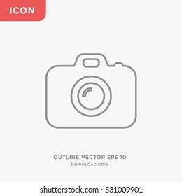 Outline photo camera icon illustration isolated vector, linear sign symbol