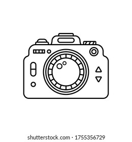 Umfassende Fotokamera. Vektorsymbol einzeln auf weißem Hintergrund