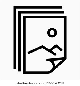 Outline photo printing paper pixel perfect vector icon