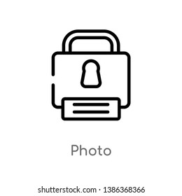 outline photo vector icon. isolated black simple line element illustration from gdpr concept. editable vector stroke photo icon on white background