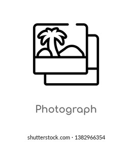 outline photograph vector icon. isolated black simple line element illustration from electronic stuff fill concept. editable vector stroke photograph icon on white background