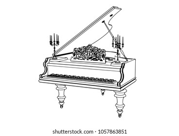 outline piano vector