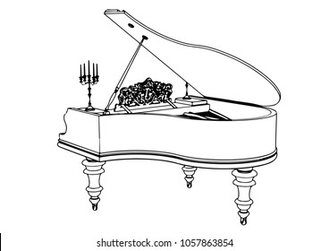 outline piano vector