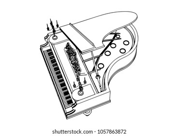 outline piano vector